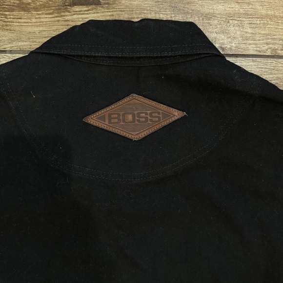 HUGO BOSS JEANS Black Denim Jacket Vintage Men's Coat size XL Hip Hop - Picture 5 of 10